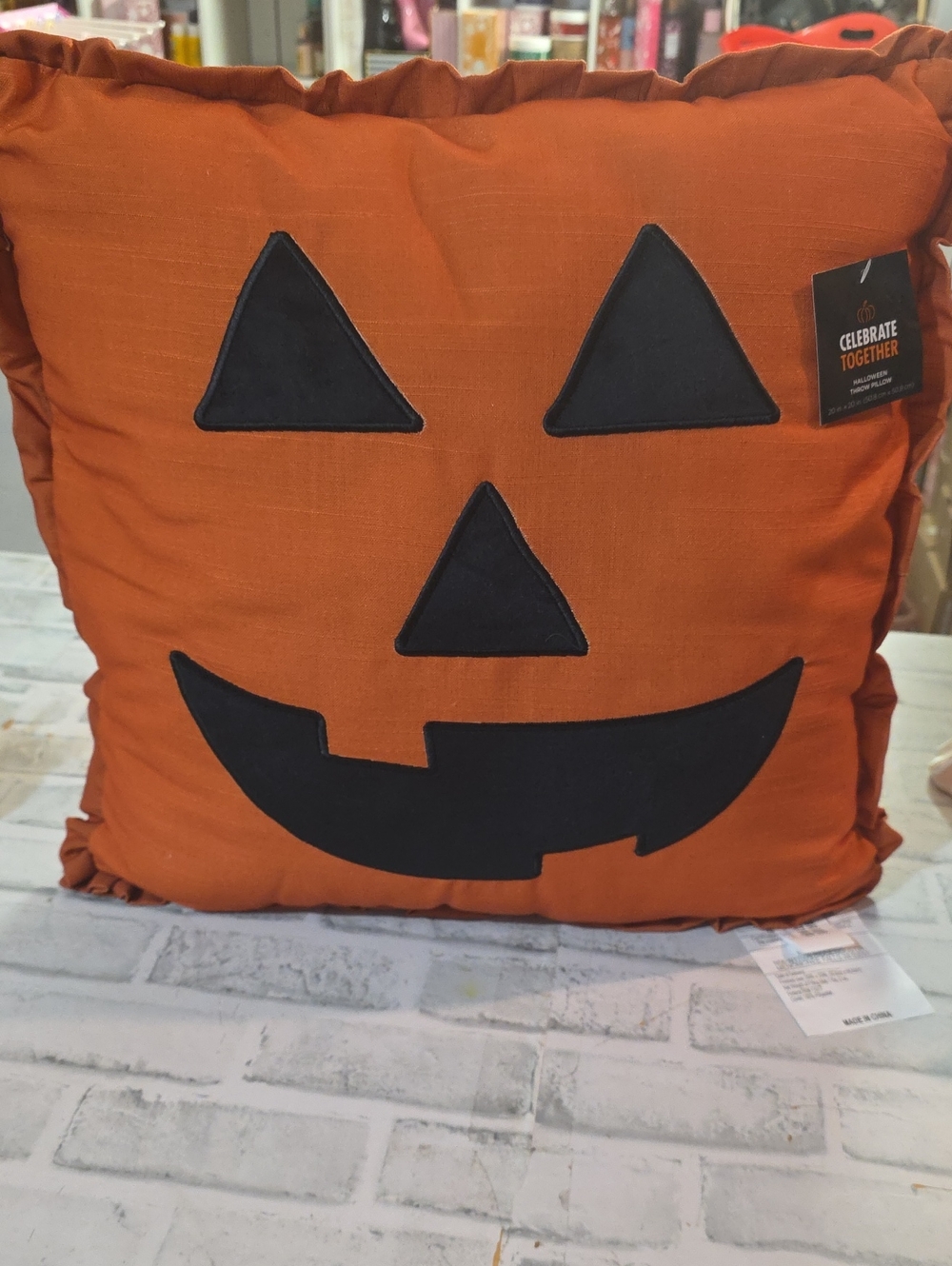 Halloween Jack-O'-Lantern Pillow - Orange & Black